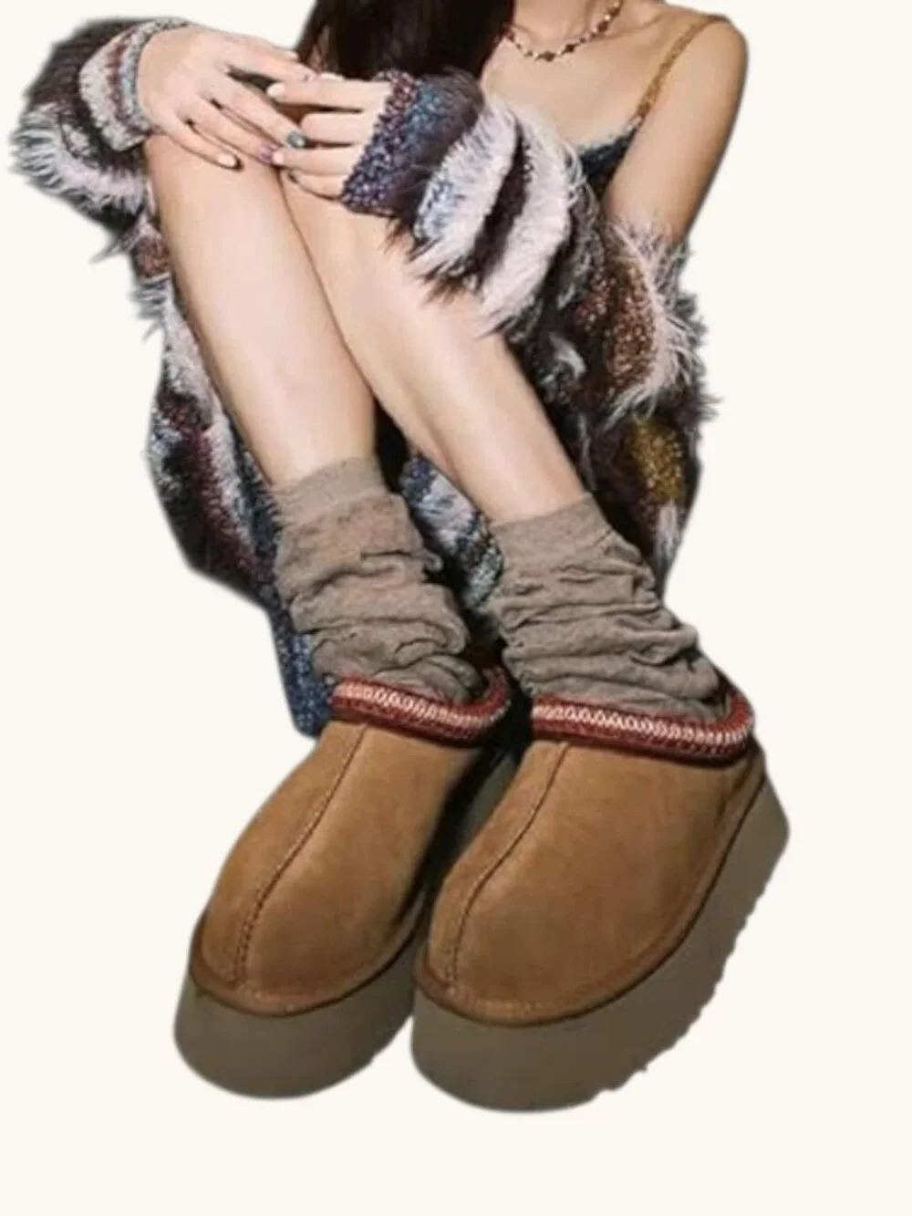 NIB Inpaksa Platform Mini Boots/Slippers Size 9 Women's